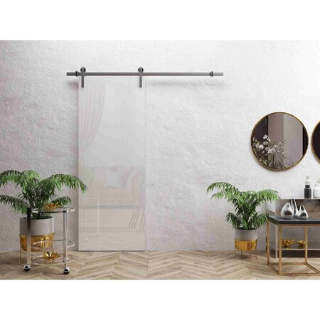 Sartodoors Barn Door 24 x 84 inches, Planum 0010 Gloss White, 6.6FT Silver Rail Track Hardware Set, Solid Pane PLANUM0010BD-S-GLOS-2484