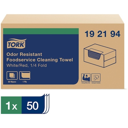 Tork Tork Odor Resistant Foodservice Cleaning Cloth White Self Dispensing, 1 x 50 Cloths, 192194, PK50 192194