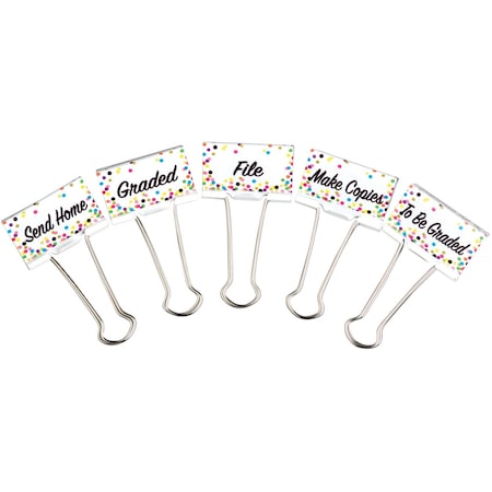 Teacher Created Resources Confetti Binder Clips, Large, Classroom Management, 5PK TCR20855