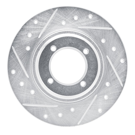 Dynamic Friction Co DFC Brake Rotor - Drilled and Slotted - Silver 631-76004L