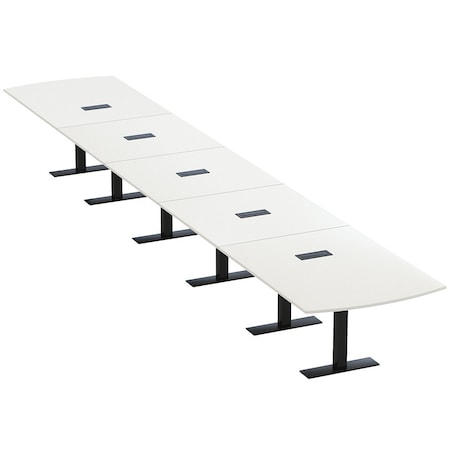 Skutchi Designs 22 Person Conference Table With Power Unit | 22' Arc Rectangle Table | Harmony Series HAR-AREC-48X264-T.BK-W960-EBLK