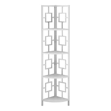 Homeroots 62" White Metal Corner Bookcase 376528