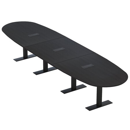 Skutchi Designs 16 Person Conference Table With Power Unit | 16' Boval Table | Harmony Series HAR-BOVL-48X192-T.BK-U999ST19-EBLK