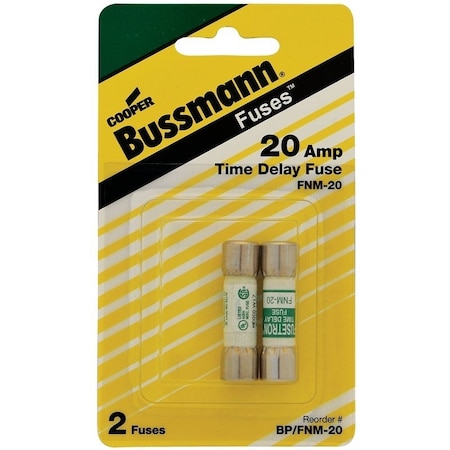 Eaton Bussmann Midget Fuse, FNM Series, Time-Delay, 20A, 250V AC, 10kA at 250V AC BP/FNM-20