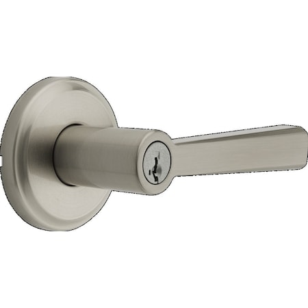Kwikset Trafford Lever Entry Door Lock SmartKey with 6AL Latch and RCS Strike Satin Nickel Finish 740TDL-15S