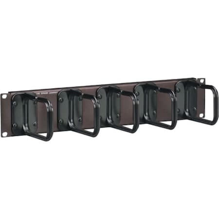 Siemon CABLE MGMT D-RING PANEL, 19"W X 1.75"H W/5 S143 HANGERS, BLACK WM-143-5