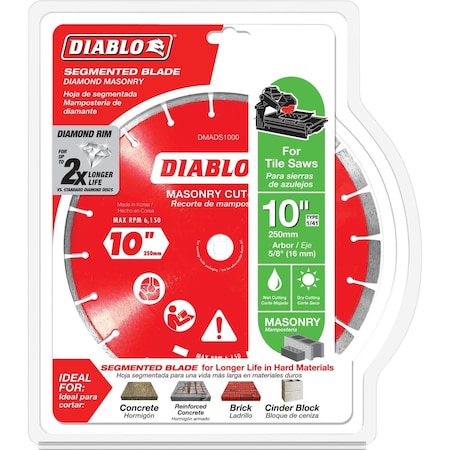 Diablo 10'' Segmented Rim Dry/Wet Cut Diamond Blade DMADS1000