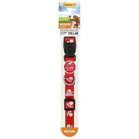 Ruffinit 39242 Reflective Dog Collar, 14 to 20 in L, 3/4 in W, Nylon, Assorted 7N39242