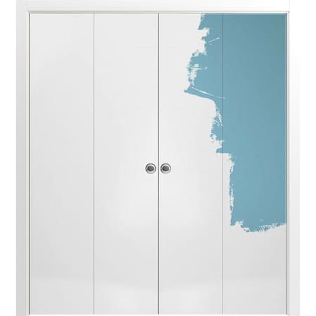 Sartodoors Sliding Closet Double Bi-fold Doors, Planum 0010 Primed, Sturdy Tracks Moldings Trims Hardware Set, PLANUM0010DBF-PRI-72 x 84 (4* 18x84)