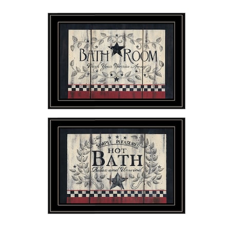 Homeroots Set Of Two Hot Bath 8 Black Framed Print Bathroom Wall Art, 2PK 405911