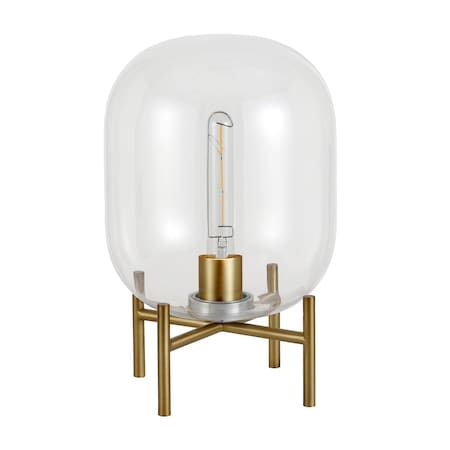 Homeroots 15" Brass Metal Table Lamp With Clear Cylinder Shade 524339