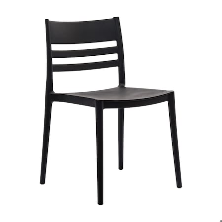 Flash Furniture Bridgeport Indoor-Outdoor Stacking Patio Chair w/Slatted Backrest, All-Weather Resin Chair, Black DHF-317-APP-BLK-GG