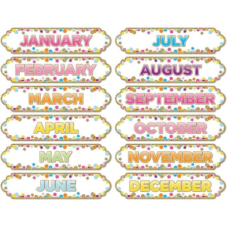 Ashley Productions Magnetic Die-Cut Timesavers/Labels, Confetti Months of the Year, PK6 19008