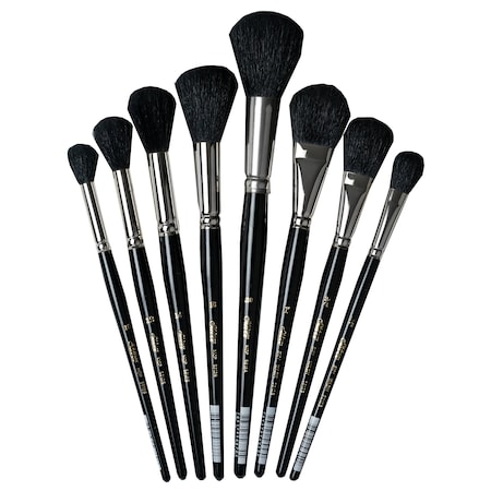 Silver Brush Silver Mops Round and Oval, Black Brushes, 8-Piece Set MP-5665