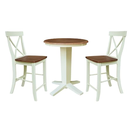 Whitewood Industries Rectangular Fixed Top Table W/ 2 Counter Height Stools, 30 in W, 35.9 in L, 30 in H, Parawood K79-30RT-23B-S6132-2