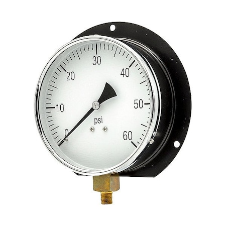 Zoro Select Pressure Gauge, 1/4 in NPT, Bottom Location 115D-604D