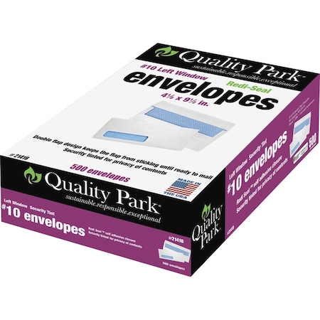 Quality Park Business Envelope, White, Paper, PK500 QUA21418