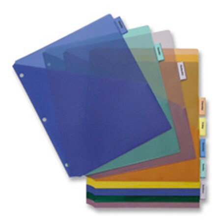 Business Source Poly Index Dividers- w- Pocekt- 8-.50in.x11in.- 8-Tab- Multi BSN32372