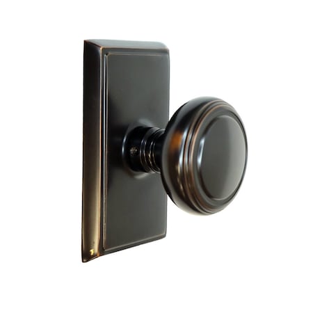 Emtek Norwich Knob 2-3/8 in Backset Passage w/Rectangular Rose for 1-1/4 in to 2 in Door Oil Rubbed Bronze 8121NWUS10B