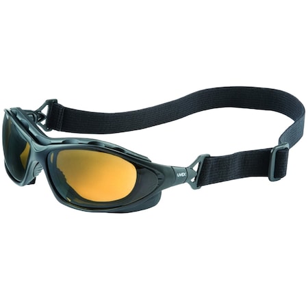 Uvex Full Frame Safety Glasses w/Black Frame, Foam Padding, Espresso Lens w/Hydroshield Anti-Fog Coating S0601HS