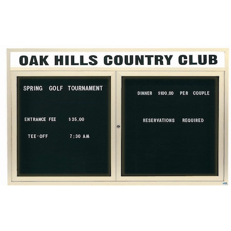 Aarco Illuminated Enclosed Letter Board Directory w/ Powder Coated Ivory Al Frame and Header, 36''Hx60''W ADC3660HIIV