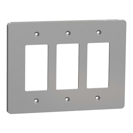Square D Cover Frame, X Series, 3 Gangs, Gray, Number of Gangs: 3 Plastic, Matte Finish, Gray SQWS141003GY