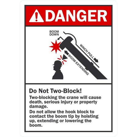 Lyle Danger Not Two-Block Could Cause Injury, 5x7, Non-Reflective, White G-16919-ND_5x7
