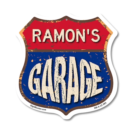Signmission Ramon's Garage, 12 Inch X 12 Inch, Aluminum Metal Sign SHI-A-12-383-RAMON