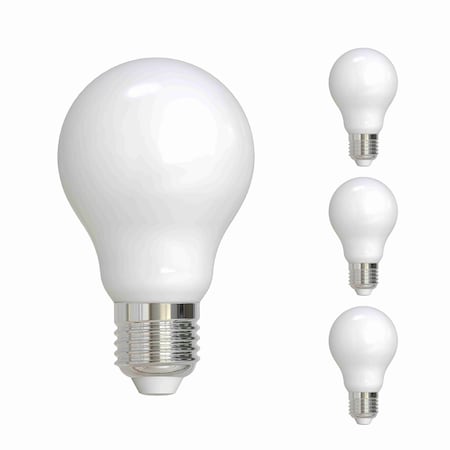 Bulbrite LED Filament, 8.5 Watt Dimmable A19 Light Bulb, Milky Glass Finish, E26 Base, 5000K, 800 Lumens, 4PK 862072