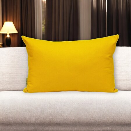 Homeroots 12" X 18" Yellow Cotton Lumbar Throw Pillow 529175