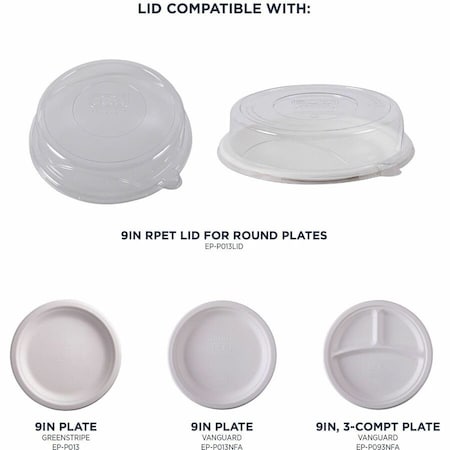 Zoro Select Vanguard Renewable and Compostable Sugarcane Plates, 9" dia, White, PK500 EP-P013NFA