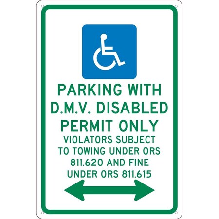 Nmc State Handicapped Reserved Parking Sign Oregon, TMS332G TMS332G