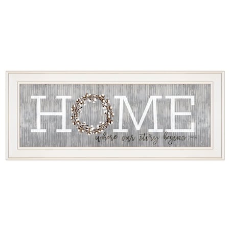 Homeroots Home Where Our Story Begins White Framed Print Wall Art 415513