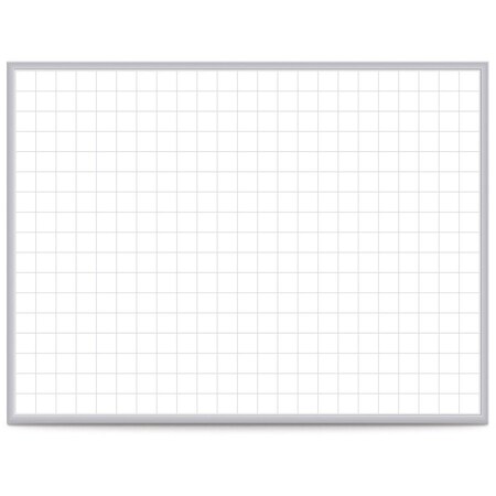 Ghent Dry Erase Board, Steel, 48 1/2 in, 72 1/2 in, Aluminum Frame, White/Gray, Gloss GRPM322G-46