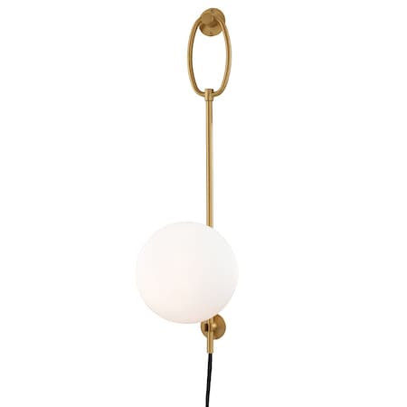 Mitzi Gina 1 Light Plug-In Sconce 6.25 In. Aged Brass HL290101-AGB