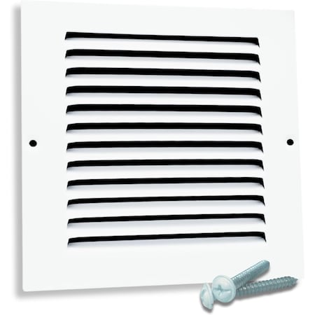 Sierra Grates 8 in. H X 8 in. W Return Air Grille, 1-Way 45 Degree Louvered, Steel, White RG808