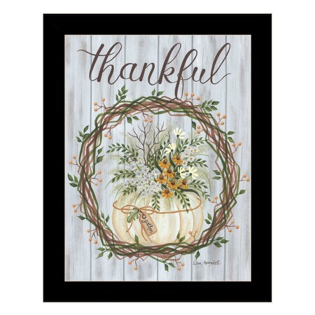 Homeroots Thankful Wreath Black Framed Print Wall Art 529986