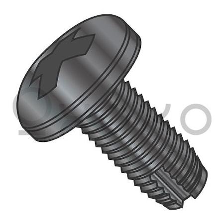 Oxoxo 8-32X1/2 Phillips Pan Thread Cutting Screw Type 1 Fully Threaded Black Oxide, 10000PK 381921