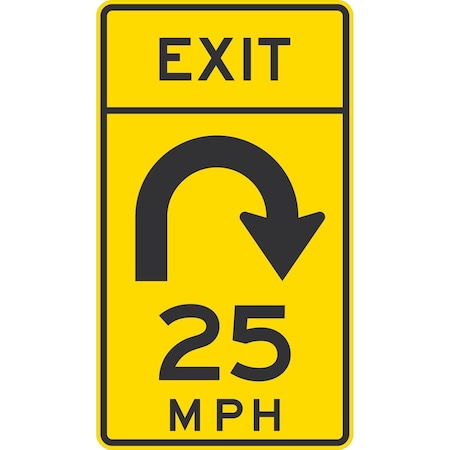 Lyle Exit 25 MPH (w/Arrow), 24x42, High Intensity Prismatic, Yellow G-14375-HI_24x42