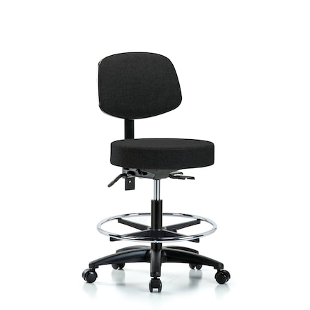 Blue Ridge Ergonomics Bech Stool, Med, Fab, Bk, Tilt, CF, Cast, Blk BR-FMBST-RG-T1-CF-RC-F42