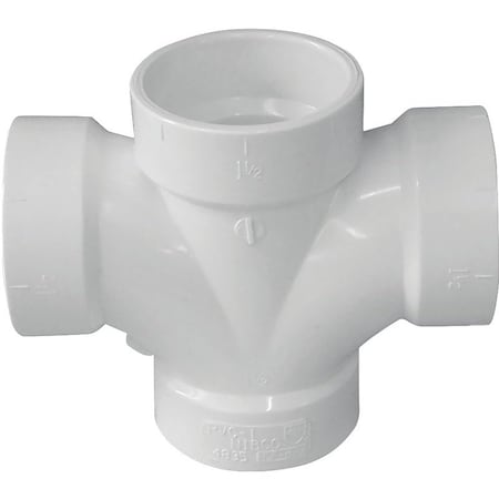 Genova CANPLAS Double Sanitary Pipe Tee, 3 in, Hub, PVC, White 192184