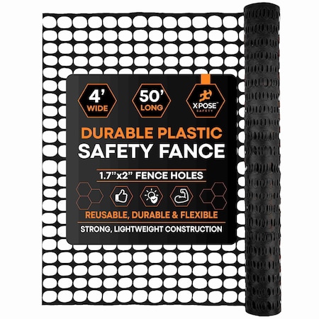 Xpose Safety Black Safety Barrier Fence 4ft x50ft SFB-450-X