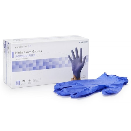 Mckesson Confiderm 3.0 Nitrile Exam Glove, Extra Large, Blue, Non-Sterile, 230PK 14-6N38