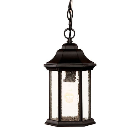 Homeroots Antique Black Textured Glass Lantern Hanging Light 399189