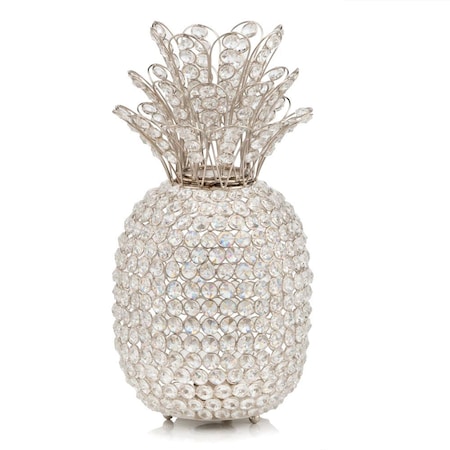 Homeroots 15" Silver Faux Crystal Decorative Pineapple 383780