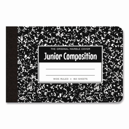 Roaring Spring Junior Composition Notebook, Wide/Legal Rule, Black Marble Cover, 60 4.88 x 7.5 Sheets 77122