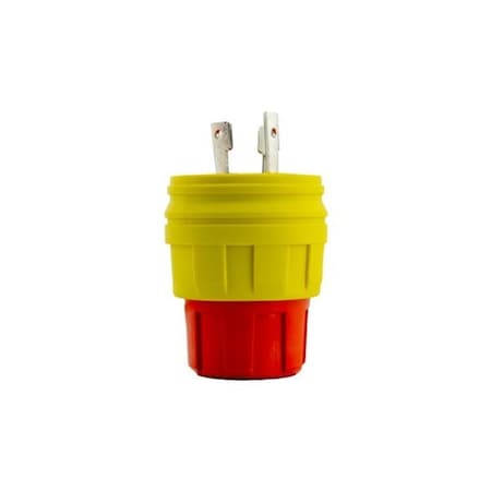Ericson Watertight Locking Plug, L14-30P, 30 A, 125/250V AC, Single Phase, 3 Pole, Yellow 2520-PW6P-AM