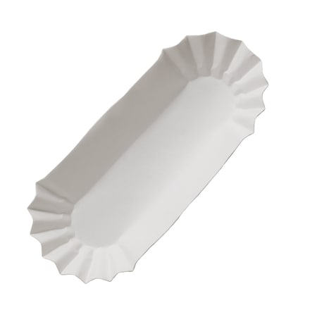 Abco Medium Weight Fluted Hot Dog Tray 6" White 610740