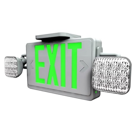 Westgate All LED Exit/Emergency Light Combo, Sgl/Dbl Face, Green Letters White Housing, 120/277V, 3.8W XT-CL-GW-EM