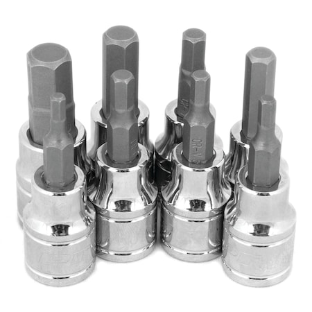 Performance Tool 8 pc. 3/8 in. Dr. SAE Hex Bit Set, Chrome Vanadium, Corrosion Resistant W38870